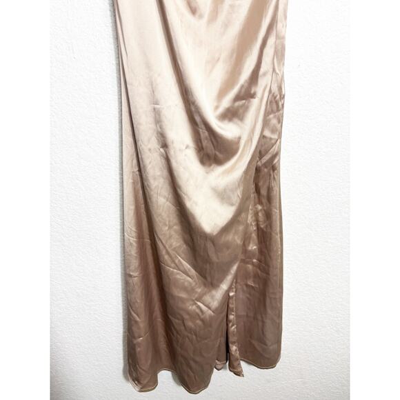 Babyboo Zola Champagne Maxi Dress Size XS Satin Corset Lace Up Gown Wedding - Picture 11 of 15